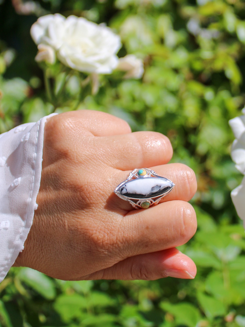 Shop Lc White Buffalo & Royston Turquoise Ring Sterling Silver Size 8 Nwt